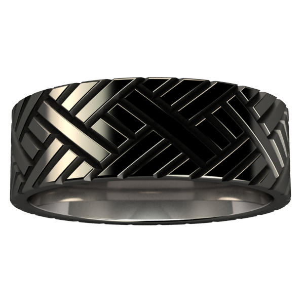 Chevrons Carved Titanium Ring