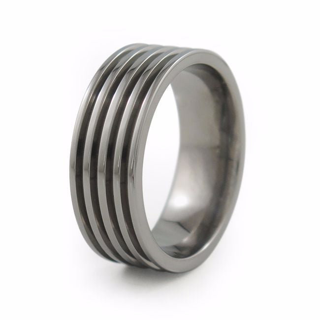Unique mens everyday titanium ring, anniversary ring or wedding ring