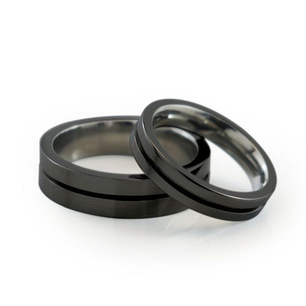 Mens Black titanium band. Mojo Titanium Wedding band 