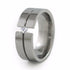 Titanium Wedding band with tension set diamond solitaire