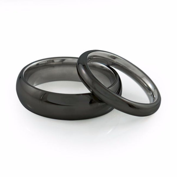 Mens and ladies simple titanium wedding band black titanium or natural titanium