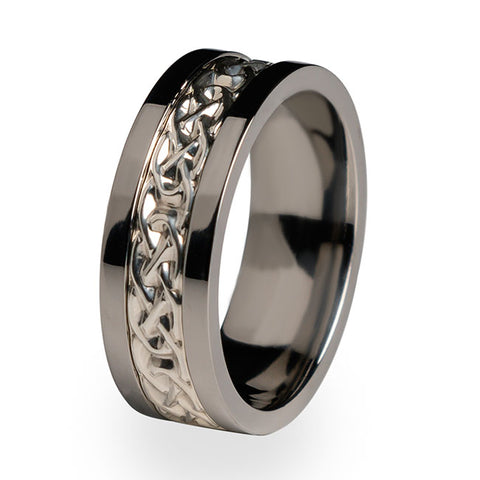 Apprentice Titanium Ring with Silver inlay
