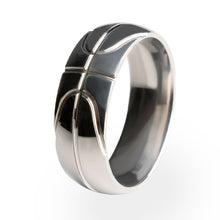 Basket Ball titanium ring. A Sports themed ring made from US aircraft grade titanium