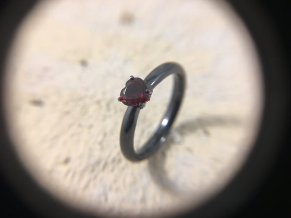 Aimee Heart Solitaire Titanium Ring