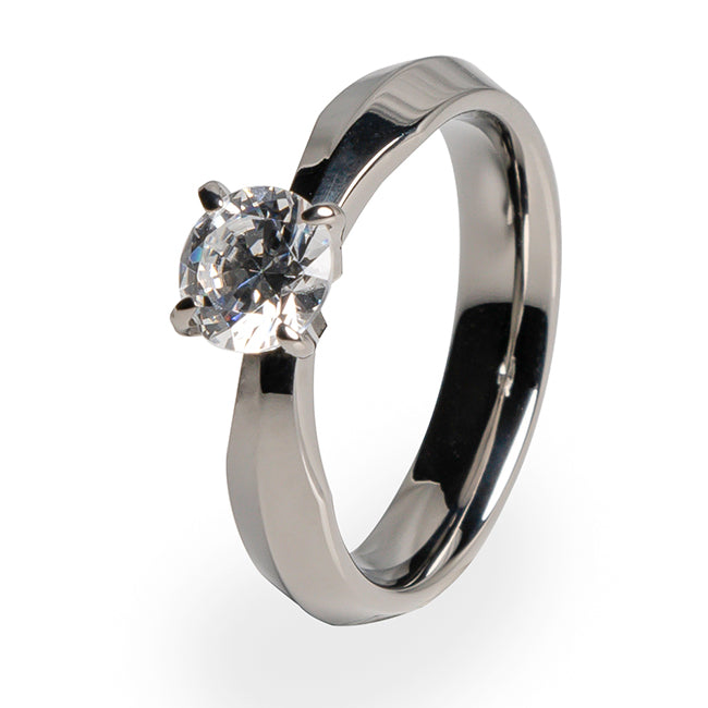 Solitaire diamond ring made from Titanium for women