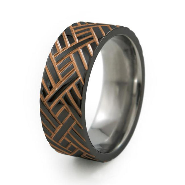 Chevrons | Black Titanium Ring