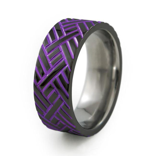 Chevrons | Black Titanium Ring