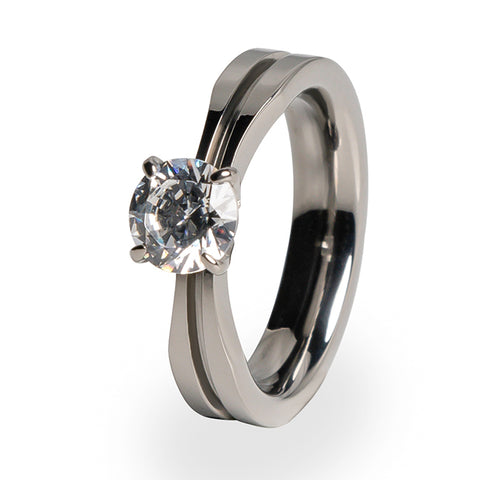 Electra Solitaire Titanium Ring
