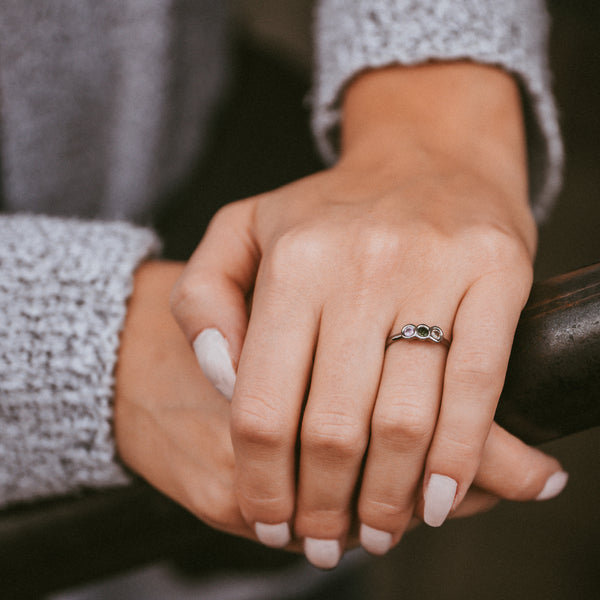 Family Titanium Ring - Birthstone Ring