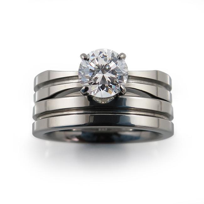 Electra Women's Titanium Engagement Ring and Wedding Band Set