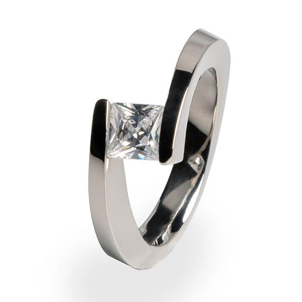Etoile Women's Titanium Engagement Ring and Wedding Band Set