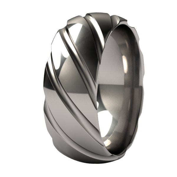Classic Titanium Ring. Twister Style. Crisp lines, mens fashion ring or wedding band. Comfort Fit.