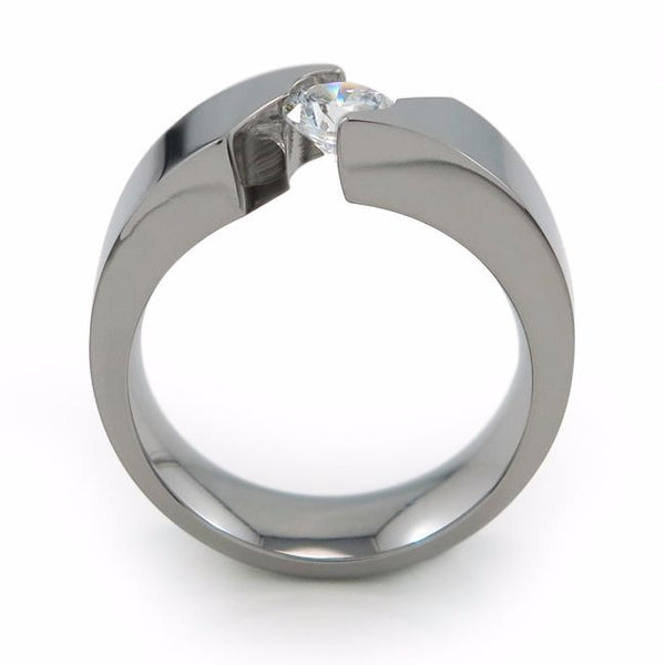 Samsara Ladies Titanium Ring with 5mm(±0.50ct) Solitaire Diamond-Ring - Template 2-Titanium Rings