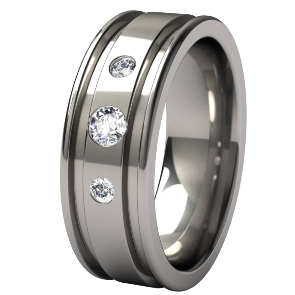 Abyss Past-Present-Future Inset Multi Stone-none-Titanium Rings