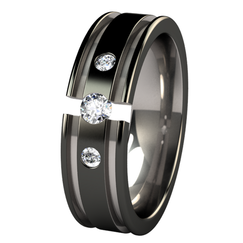Abyss Tension Set with Side Stone Gems - Black Two Toned