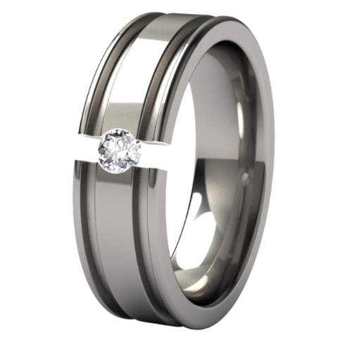 Abyss Tension Set Titanium Ring