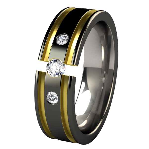 Abyss Tension Set with Side Stones - Black & Colored-none-Titanium Rings