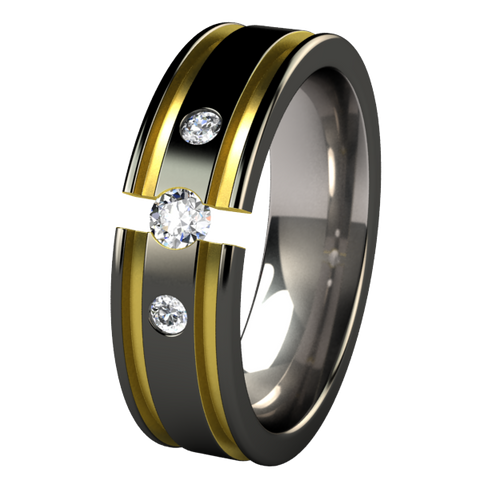 Abyss Tension Set with Side Stones - Black & Colored
