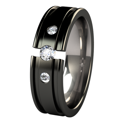 Abyss Tension Set with Side Stones - Black