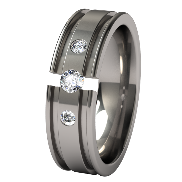 Abyss Past-Present-Future Tension Set with Side Stones-none-Titanium Rings