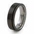 Mens black titanium ring. Titanium wedding band with inset grove.  Can be anodized with color. Comfort fit ring