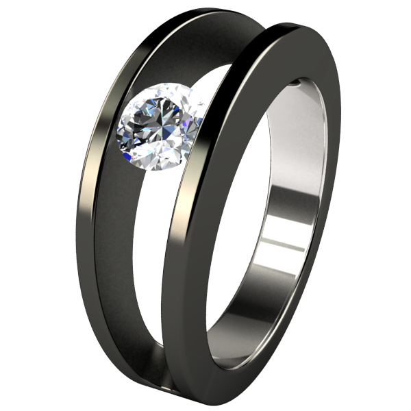 Atom Round Solitaire Diamond - Black-none-Titanium Rings
