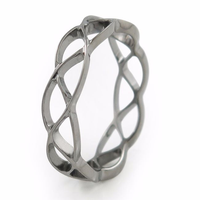 endless love; this fine lace Celtic pattern represents infinity.  Womens Ring, Mens Ring, Titanium Wedding Band, Titanium Wedding Ring