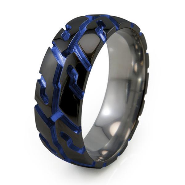 Tire Tread | Black Titanium Rings