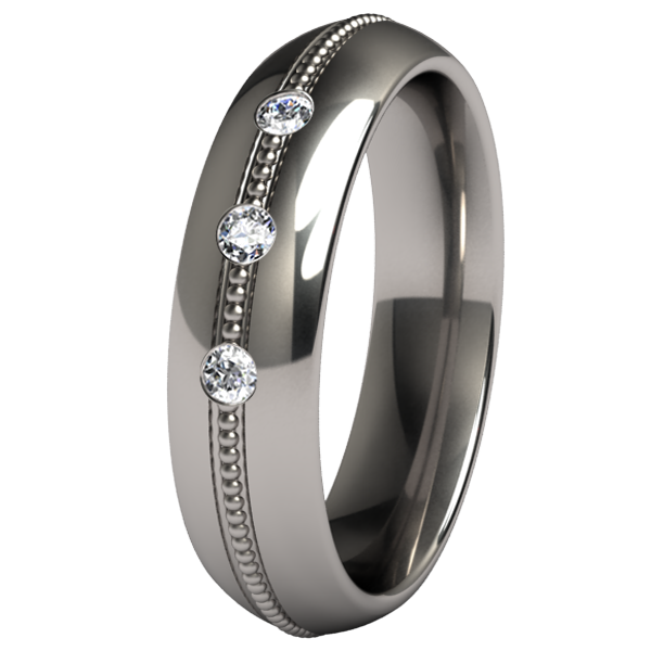 Custom Bubblecore Inset Triple 2mm Gems-none-Titanium Rings