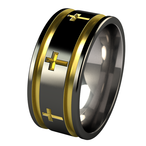 Crusader - Black & Colored-none-Titanium Rings
