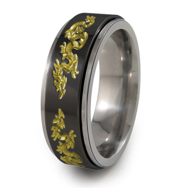 Dragon black titanium fidget spinner ring
