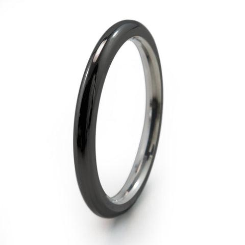 Black Round Stackable Titanium Rings