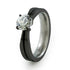 Titanium Engagement ring features a single prong setting and a slender band wit our unique black diamond plated finish. 