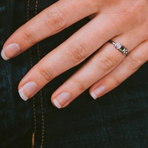 Family Titanium Ring - Birthstone Ring