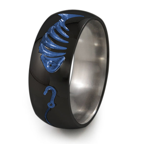 Fishermans Black Titanium Ring-Ring - Template 21-Titanium Rings