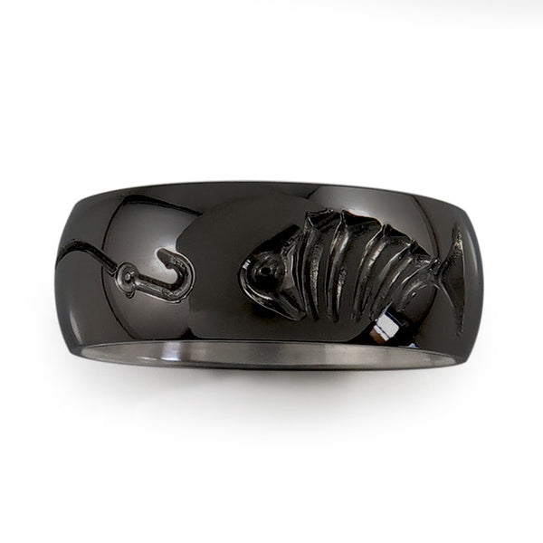 Fishermans Black Titanium Ring-Ring - Template 21-Titanium Rings