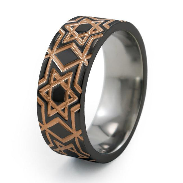 Magen David - Black Titanium Ring