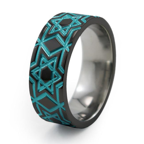Magen David - Black Titanium Ring