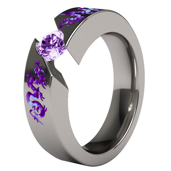 Samsara Dragon Solitaire Titanium Ring