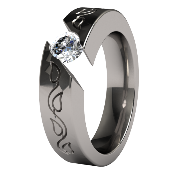 Samsara Vineleaves Solitaire Titanium Ring