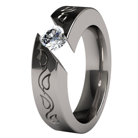 Samsara Vineleaves Solitaire Titanium Ring