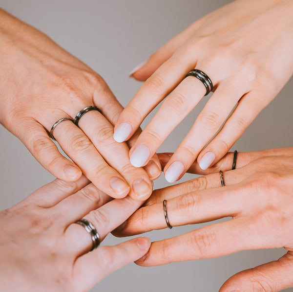 Black Square Stackable Titanium Rings