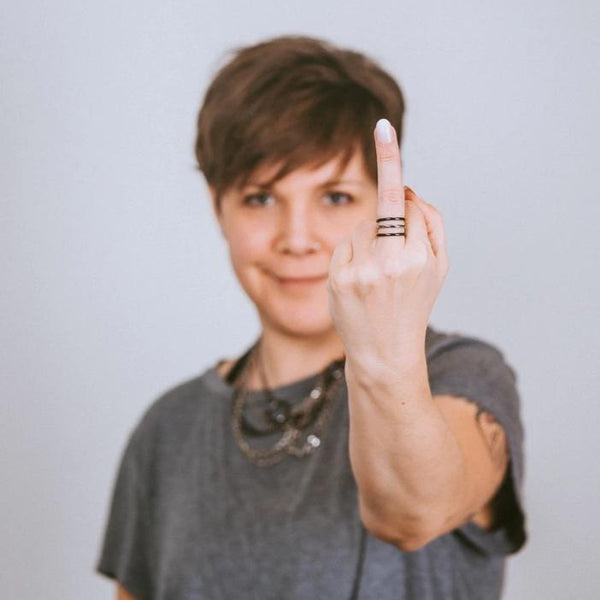 Black Square Stackable Titanium Rings