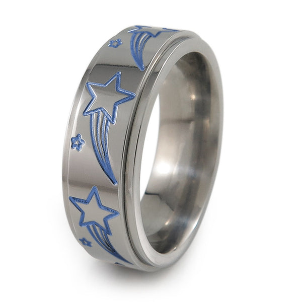 Shooting Stars titanium fidget spinner ring