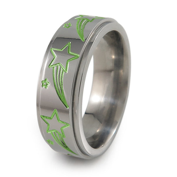 Shooting Stars titanium fidget spinner ring