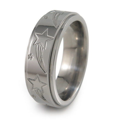 Shooting Stars Titanium Fidget Ring | Natural + Color