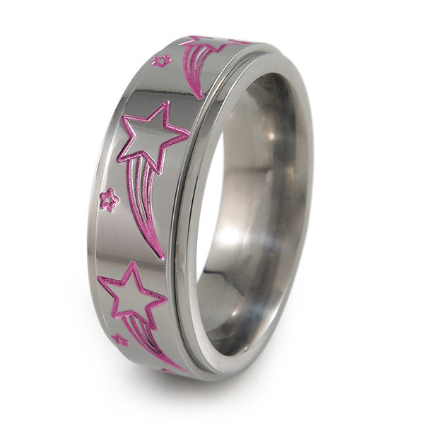 Shooting Stars titanium fidget spinner ring