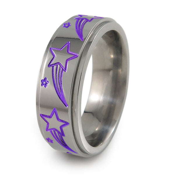 Shooting Stars titanium fidget spinner ring