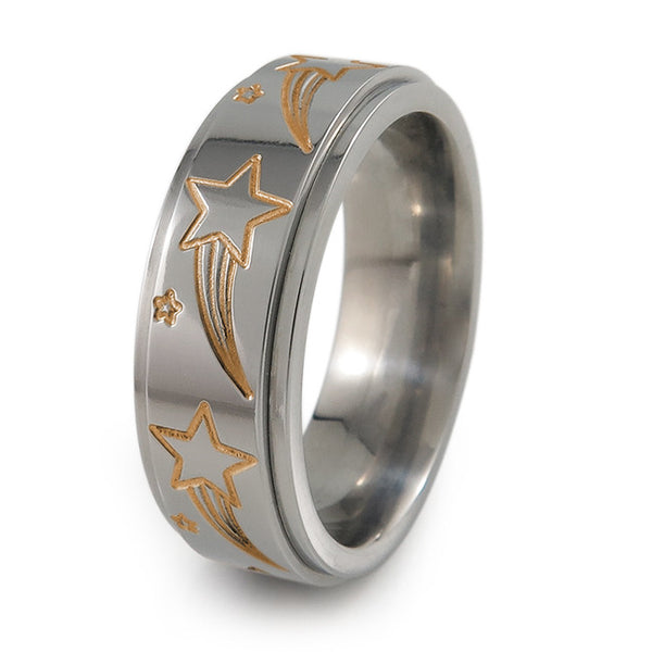 Shooting Stars titanium fidget spinner ring