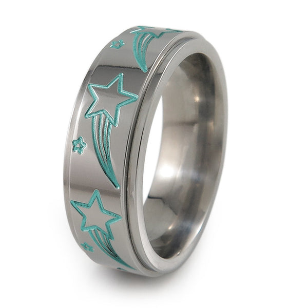 Shooting Stars titanium fidget spinner ring